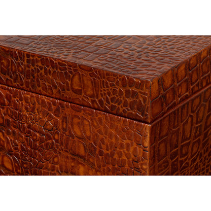 Lyle Leather Box by Sarreid Ltd.. Made from croco embossed leather over wood in a modern style.