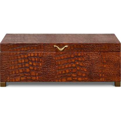 Lyle Leather Box by Sarreid Ltd.. Made from croco embossed leather over wood in a modern style.