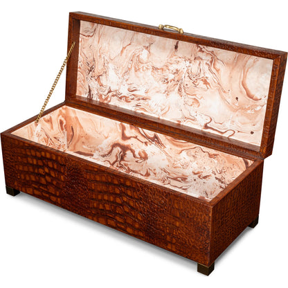 Lyle Leather Box by Sarreid Ltd.. Made from croco embossed leather over wood in a modern style.