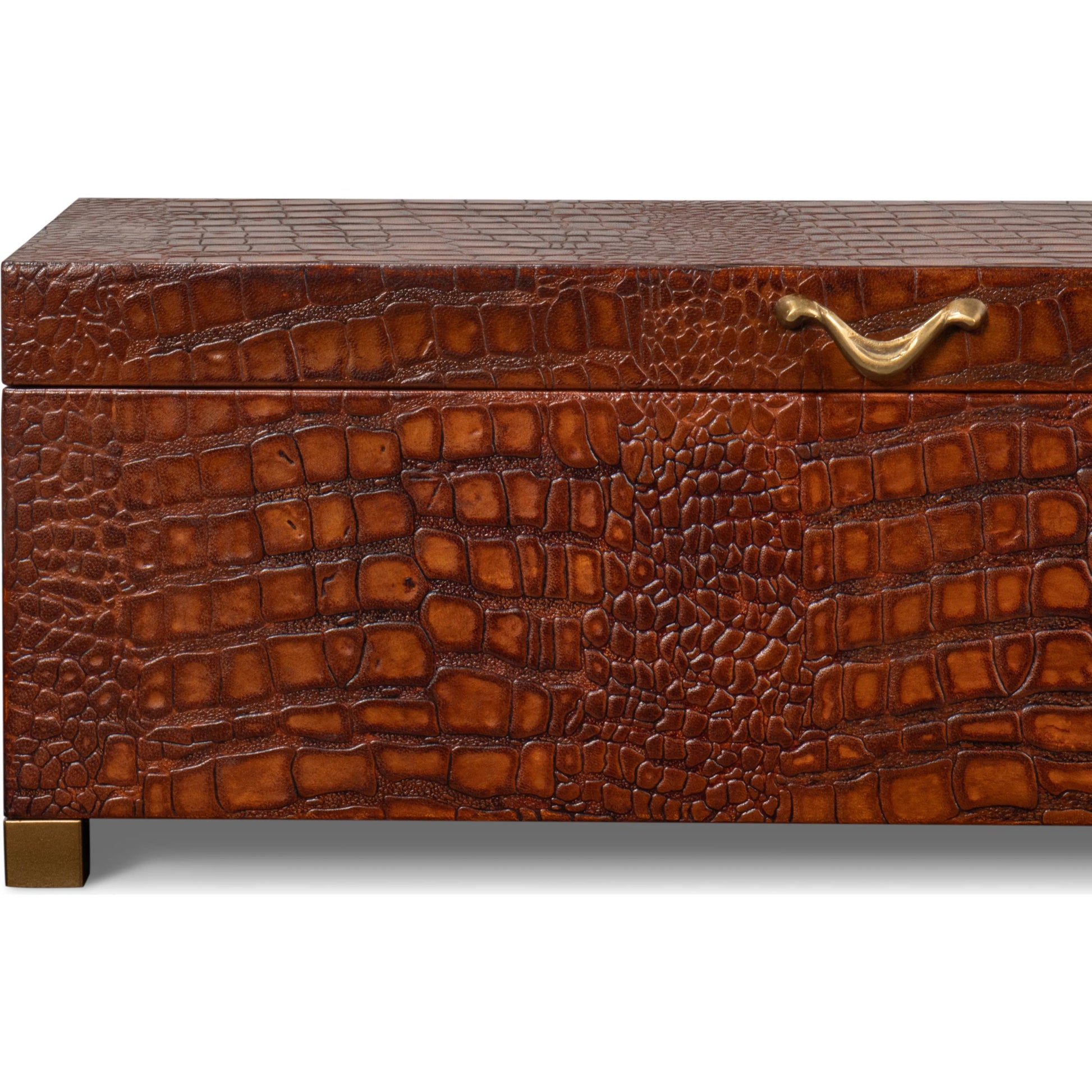 Lyle Leather Box by Sarreid Ltd.. Made from croco embossed leather over wood in a modern style.