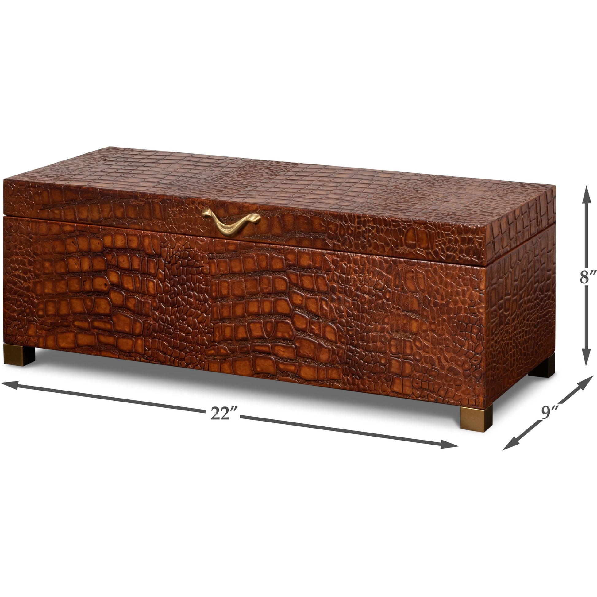 Lyle Leather Box by Sarreid Ltd.. Made from croco embossed leather over wood in a modern style.