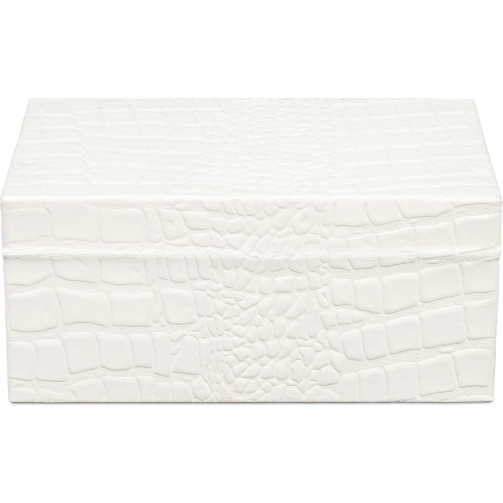 Candece Leather Box by Sarreid Ltd.. Made from croco embossed leather over wood in a unique style.