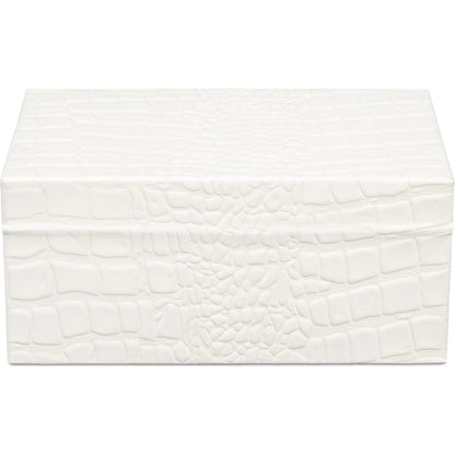 Candece Leather Box by Sarreid Ltd.. Made from croco embossed leather over wood in a unique style.