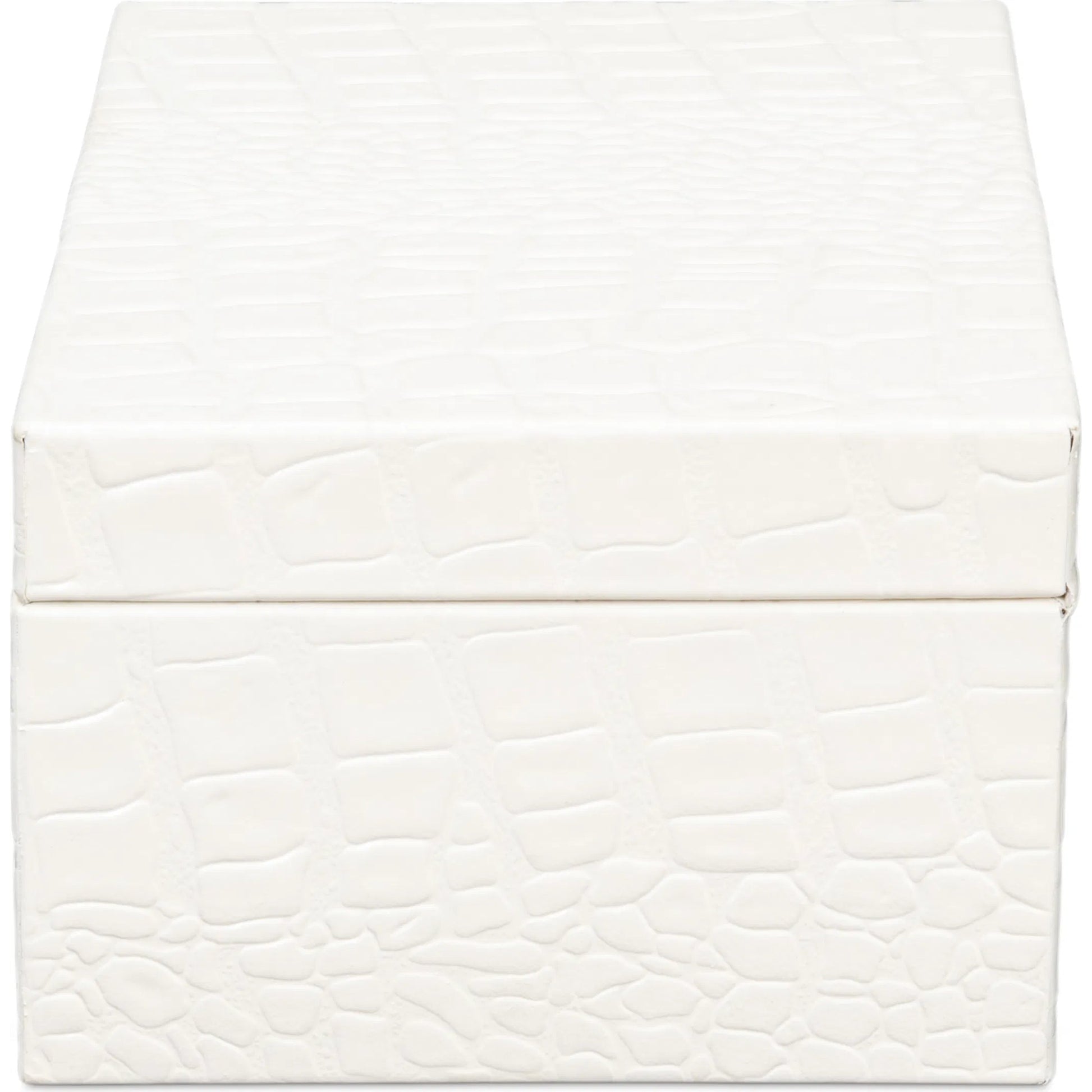 Candece Leather Box by Sarreid Ltd.. Made from croco embossed leather over wood in a unique style.