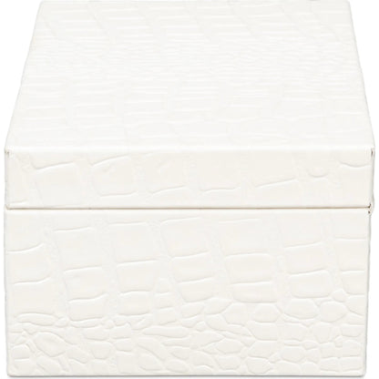 Candece Leather Box by Sarreid Ltd.. Made from croco embossed leather over wood in a unique style.