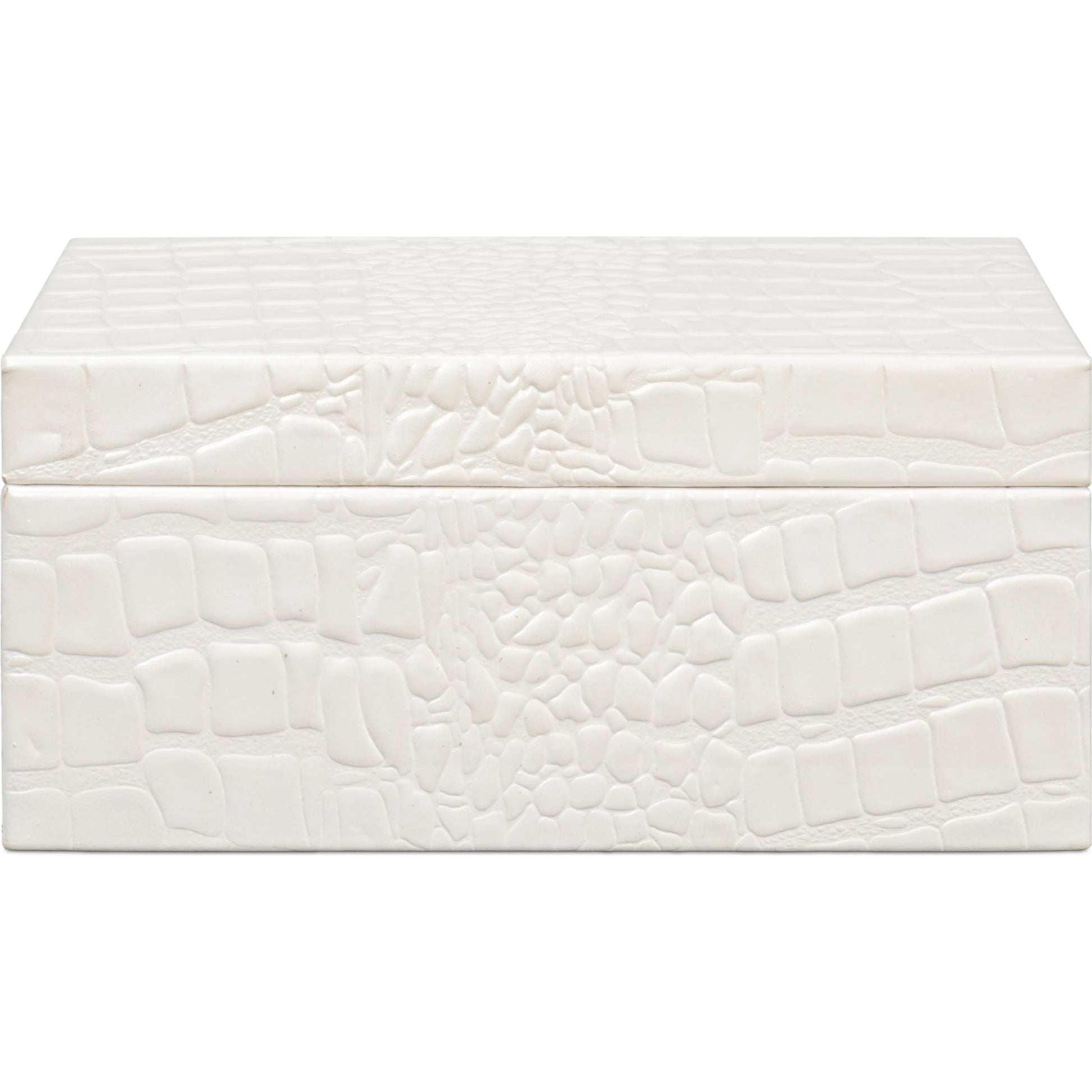 Candece Leather Box by Sarreid Ltd.. Made from croco embossed leather over wood in a unique style.
