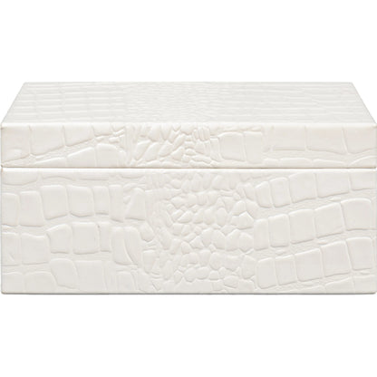Candece Leather Box by Sarreid Ltd.. Made from croco embossed leather over wood in a unique style.