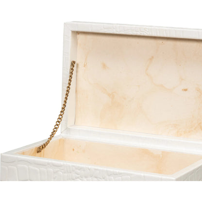 Candece Leather Box by Sarreid Ltd.. Made from croco embossed leather over wood in a unique style.