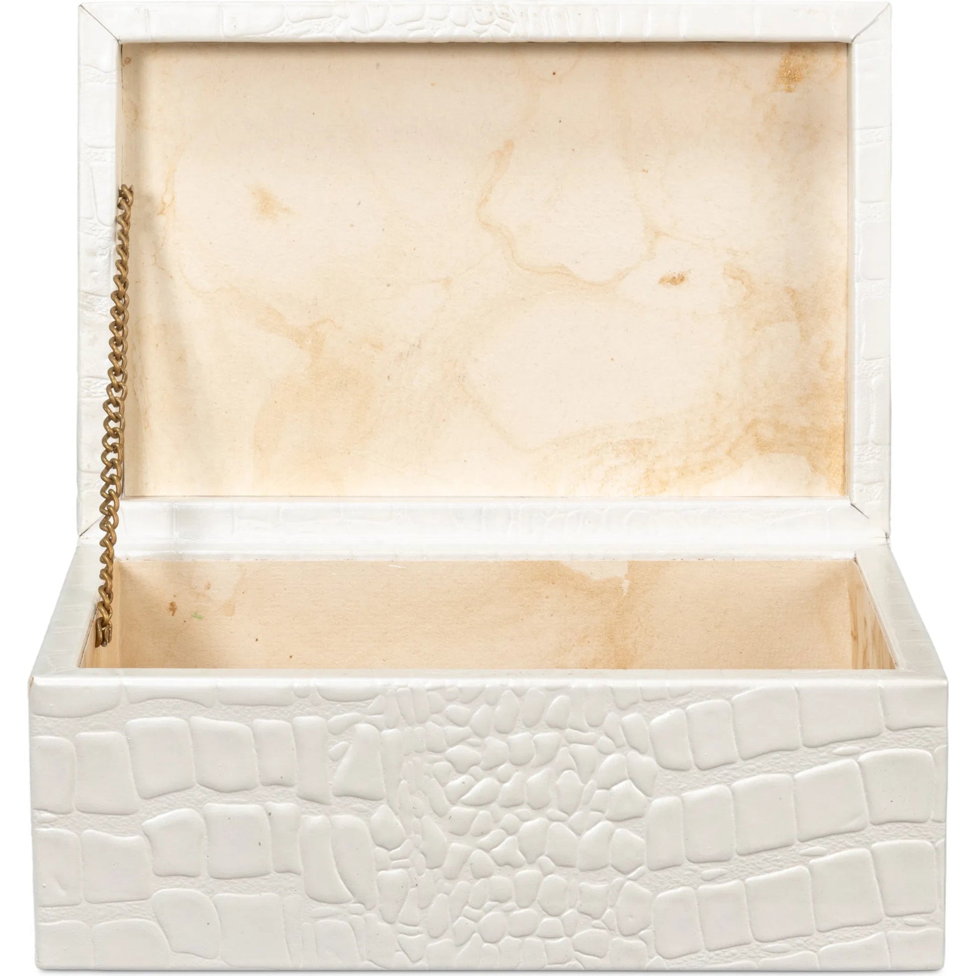 Candece Leather Box by Sarreid Ltd.. Made from croco embossed leather over wood in a unique style.