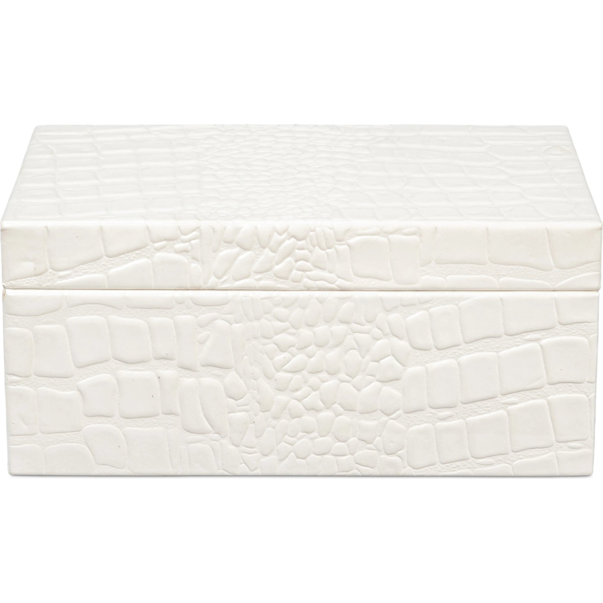 Candece Leather Box by Sarreid Ltd.. Made from croco embossed leather over wood in a unique style.