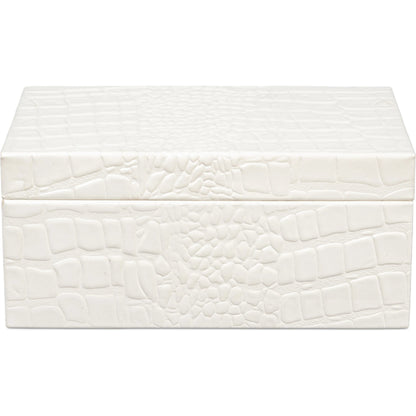 Candece Leather Box by Sarreid Ltd.. Made from croco embossed leather over wood in a unique style.