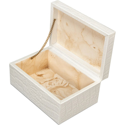 Candece Leather Box by Sarreid Ltd.. Made from croco embossed leather over wood in a unique style.