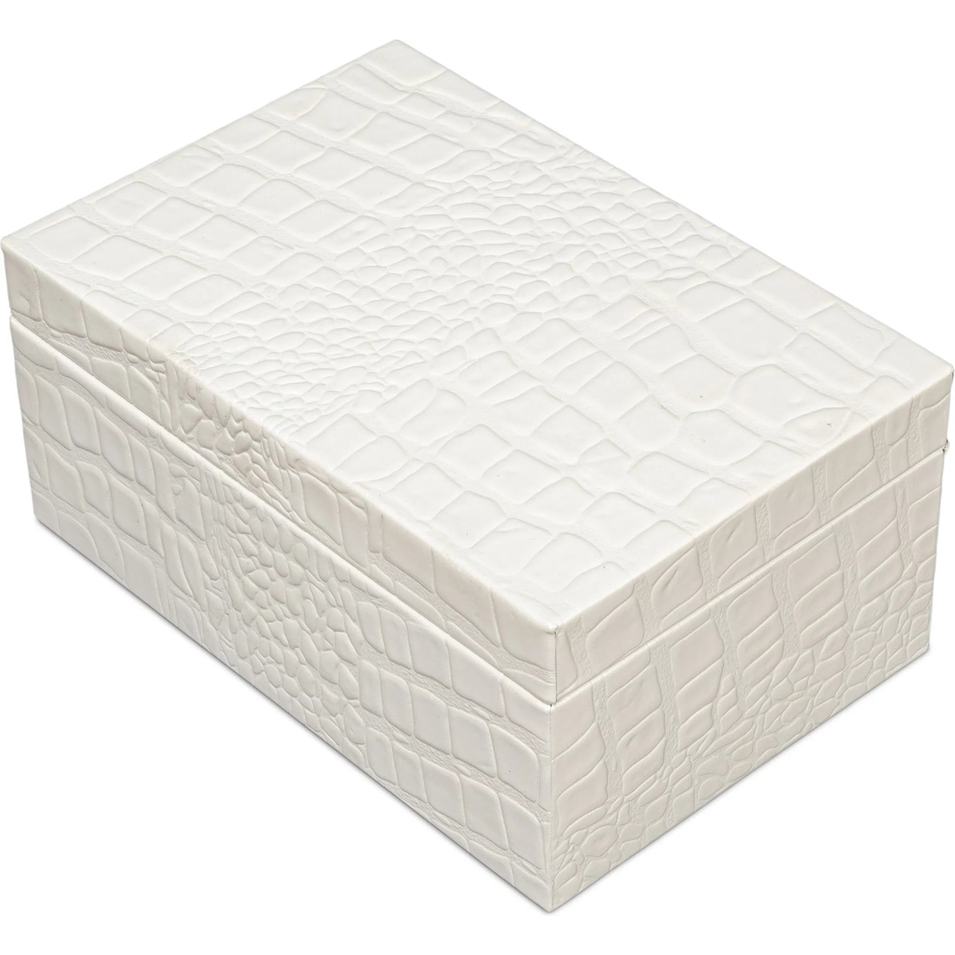 Candece Leather Box by Sarreid Ltd.. Made from croco embossed leather over wood in a unique style.