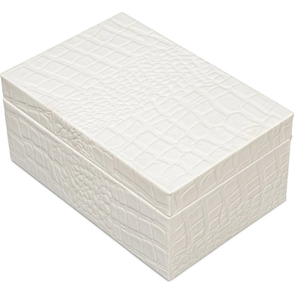 Candece Leather Box by Sarreid Ltd.. Made from croco embossed leather over wood in a unique style.