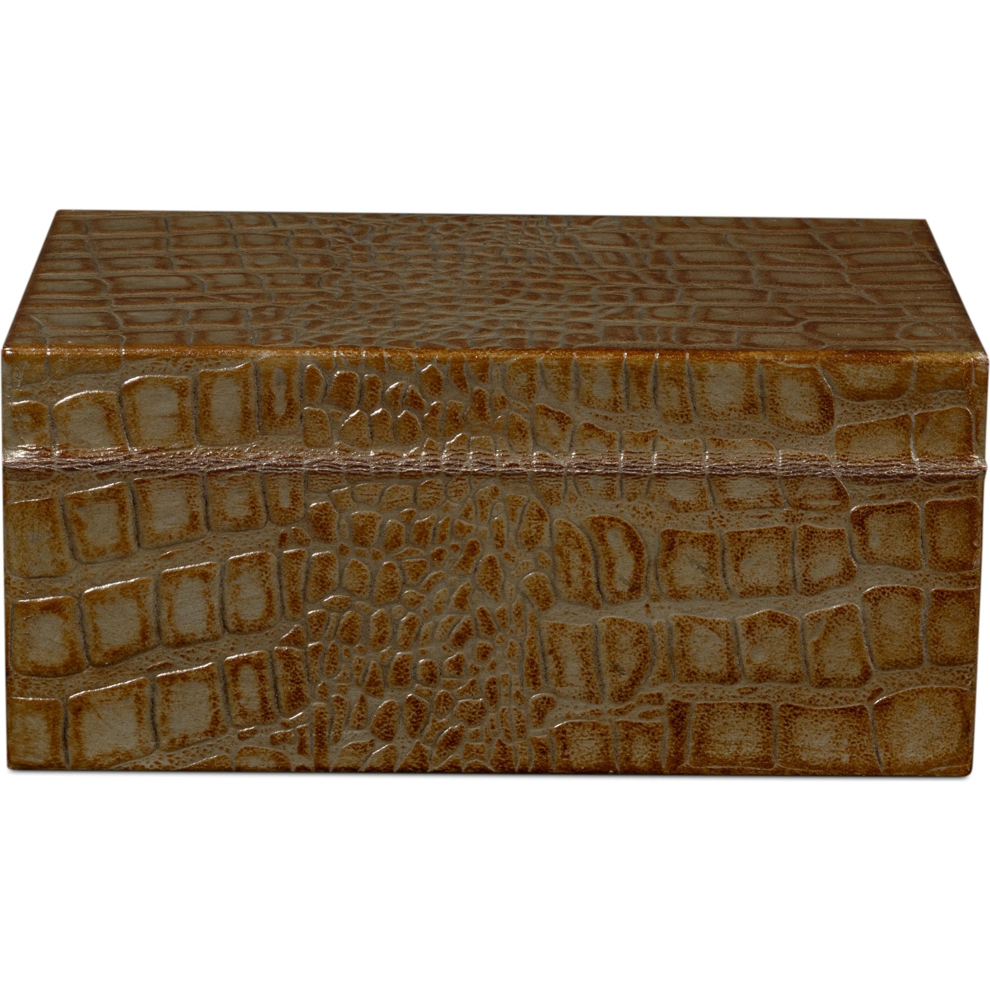 Candece Leather Box by Sarreid Ltd.. Made from croco embossed leather over wood in a unique style.