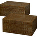 Candece Leather Box by Sarreid Ltd.. Made from croco embossed leather over wood in a unique style.