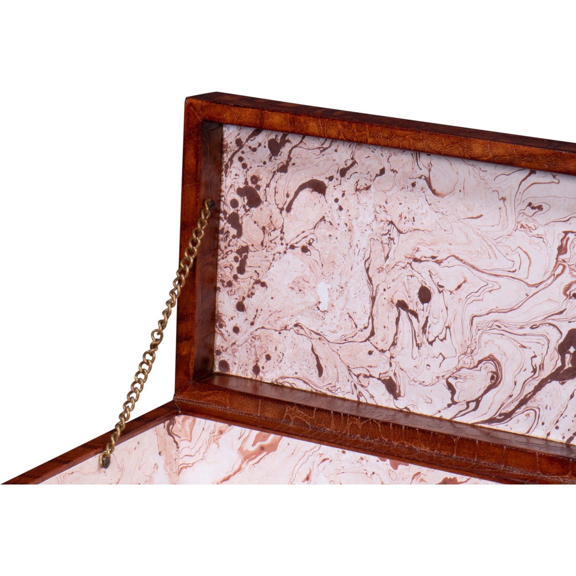 Candece Leather Box by Sarreid Ltd.. Made from croco embossed leather over wood in a unique style.