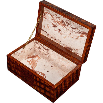 Candece Leather Box by Sarreid Ltd.. Made from croco embossed leather over wood in a unique style.