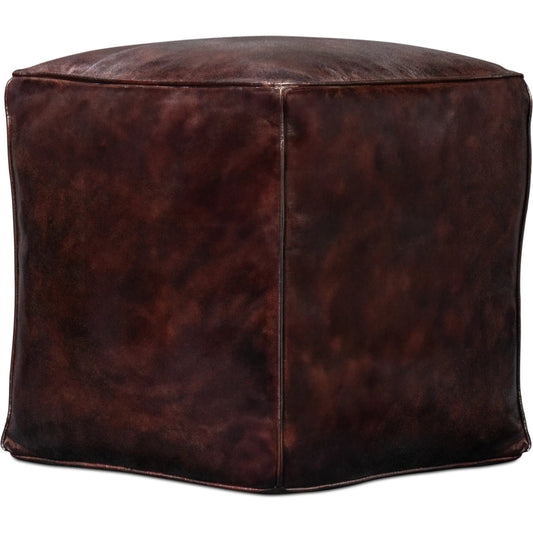Sunday Afternoon Leather Cube by Sarreid Ltd.. Made from wood, leather in a modern style.