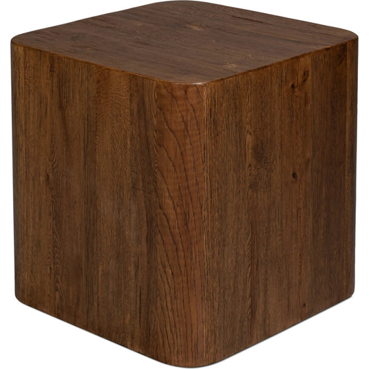 Stewart Side Table by Sarreid Ltd. in natural. Made from reclaimed oak wood in a unique style.