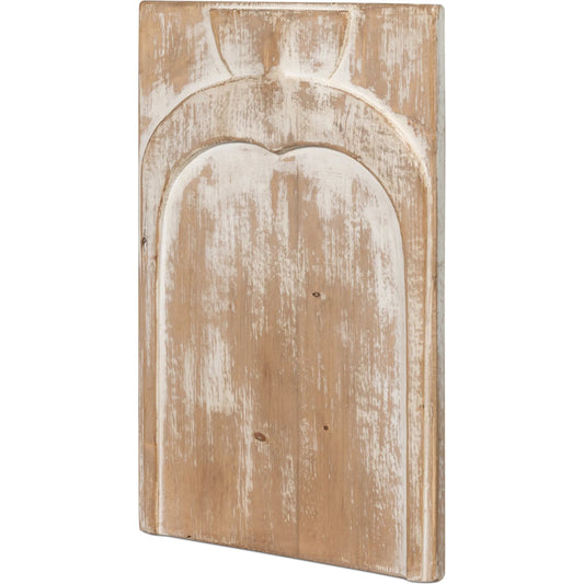 Riley Carved Panel by Sarreid Ltd. in natural. Made from reclaimed pine wood in a unique style.