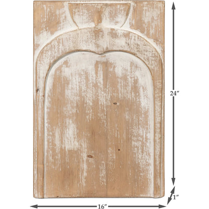 Riley Carved Panel by Sarreid Ltd. in natural. Made from reclaimed pine wood in a rustic style.