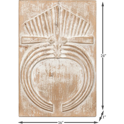 Rupert Carved Panel by Sarreid Ltd. in natural. Made from reclaimed pine wood in a rustic style.