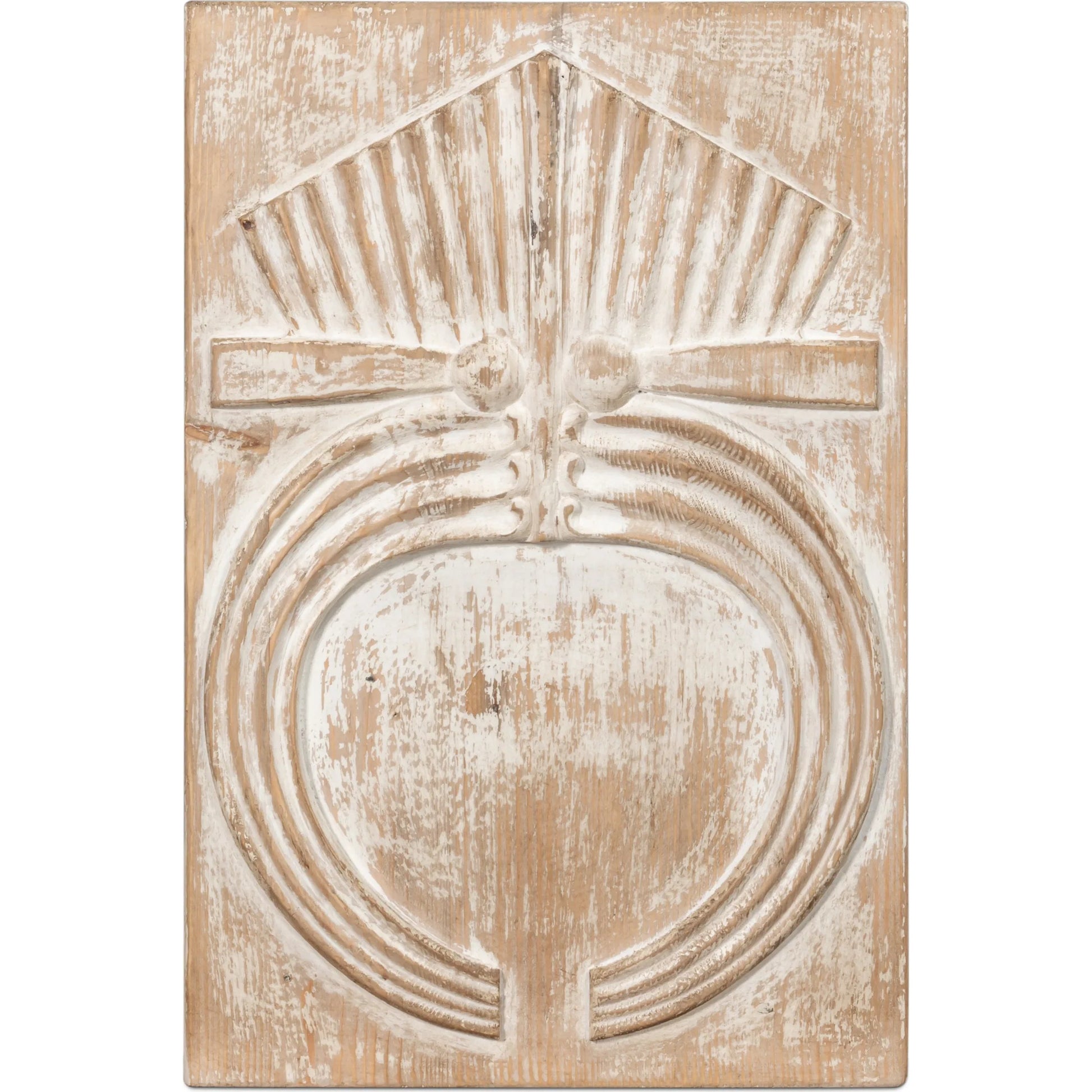Rupert Carved Panel by Sarreid Ltd. in natural. Made from reclaimed pine wood in a rustic style.