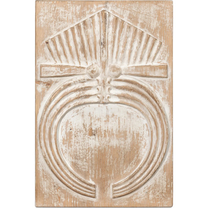 Rupert Carved Panel by Sarreid Ltd. in natural. Made from reclaimed pine wood in a rustic style.