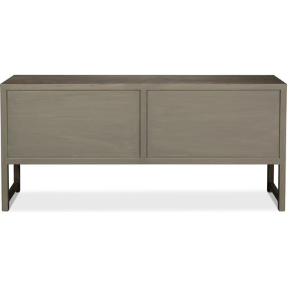 Dice 4 Door Sideboard by Sarreid Ltd. in brown. Made from reclaimed beech wood in a unique style.