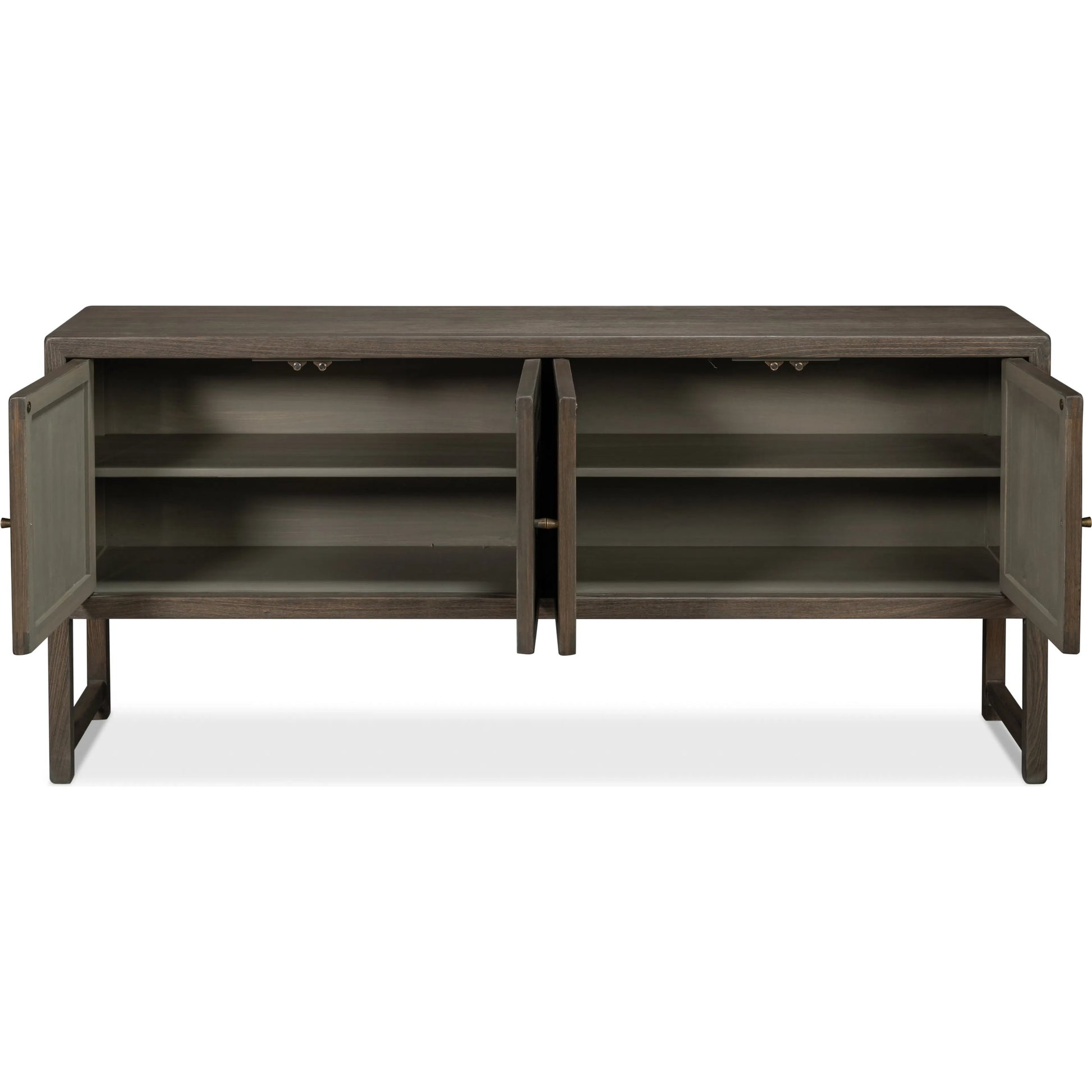 Dice 4 Door Sideboard by Sarreid Ltd. in brown. Made from reclaimed beech wood in a unique style.