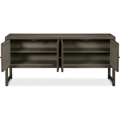 Dice 4 Door Sideboard by Sarreid Ltd. in brown. Made from reclaimed beech wood in a unique style.