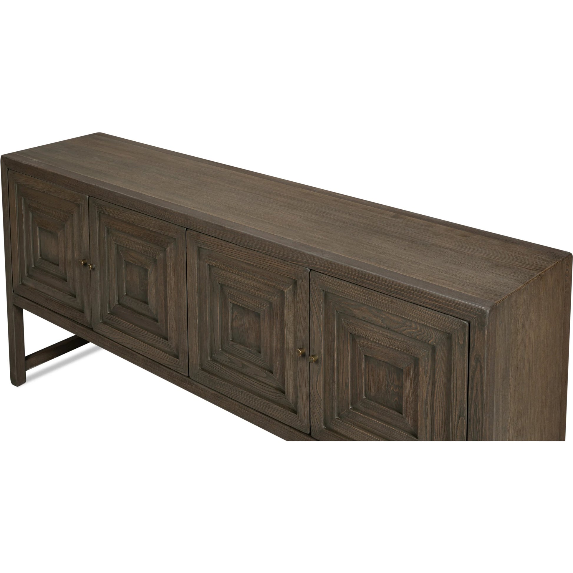 Dice 4 Door Sideboard by Sarreid Ltd. in brown. Made from reclaimed beech wood in a unique style.