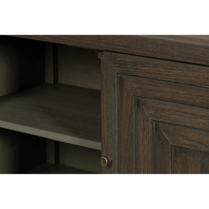 Dice 4 Door Sideboard by Sarreid Ltd. in brown. Made from reclaimed beech wood in a unique style.