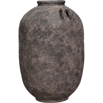 De Velde Decorative Pot by Sarreid Ltd. in mottled black, terra cotta. Made from pottery in a unique style.