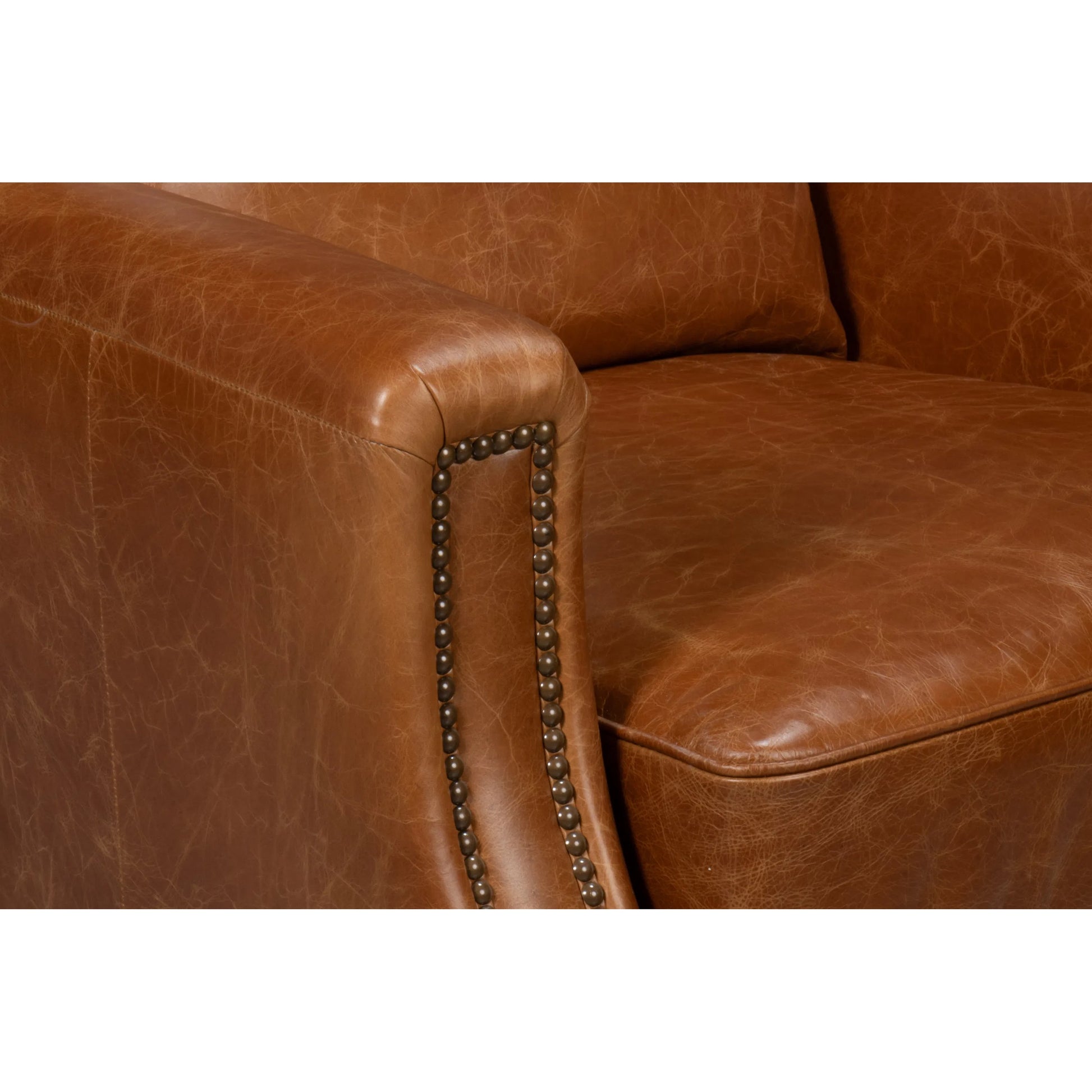 Dimity Distilled Leather Chair by Sarreid Ltd. in brown. Made from cuba brown leather, wood in a unique style.