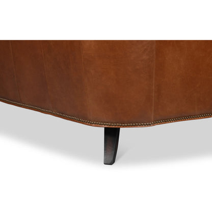 Philipe Distilled Leather Sofa by Sarreid Ltd. in havana brown. Made from leather in a traditional style.