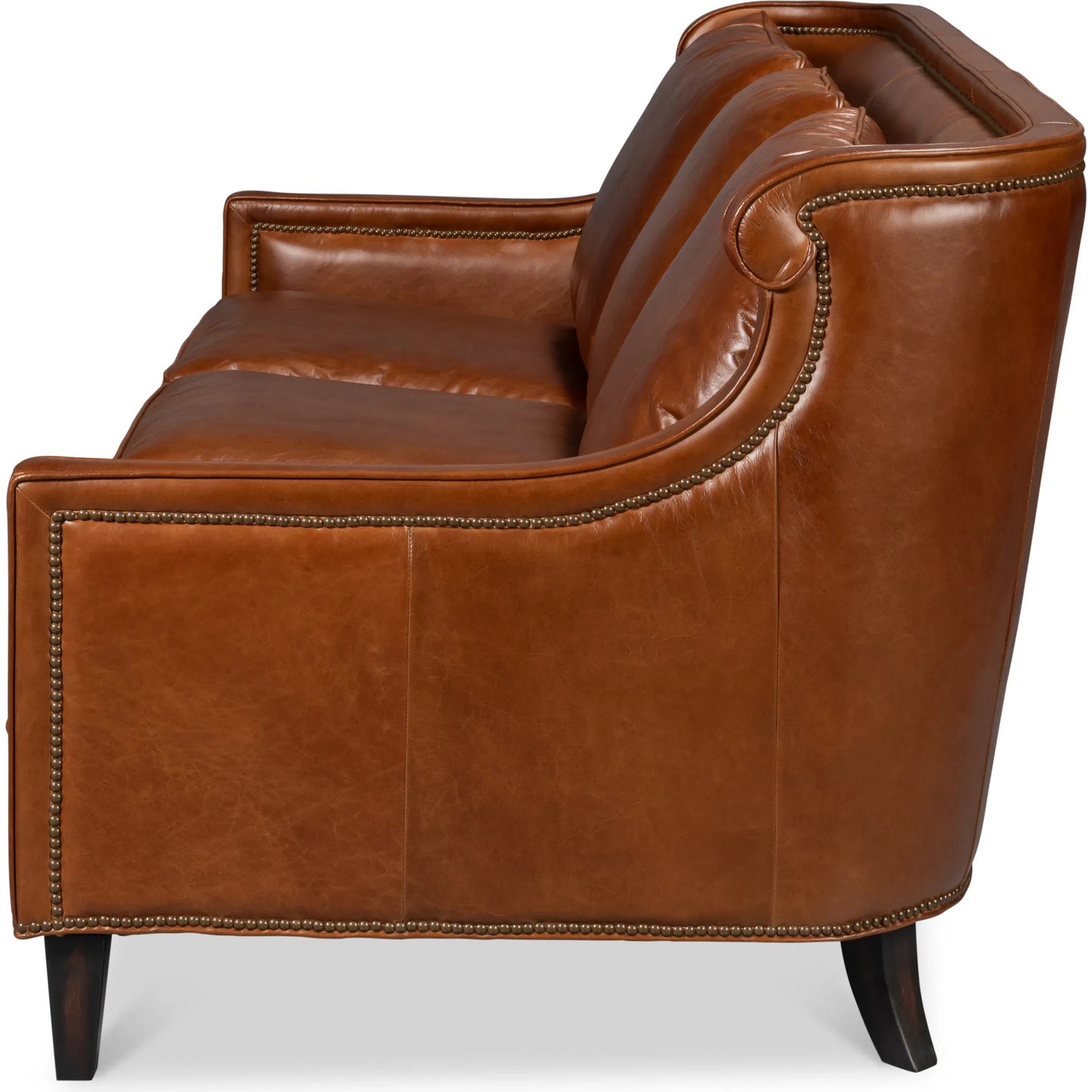004 SI-2238618 | Additional Silo | Philipe Distilled Leather Sofa by Sarreid Ltd. in havana brown. Made from leather in a traditional style.