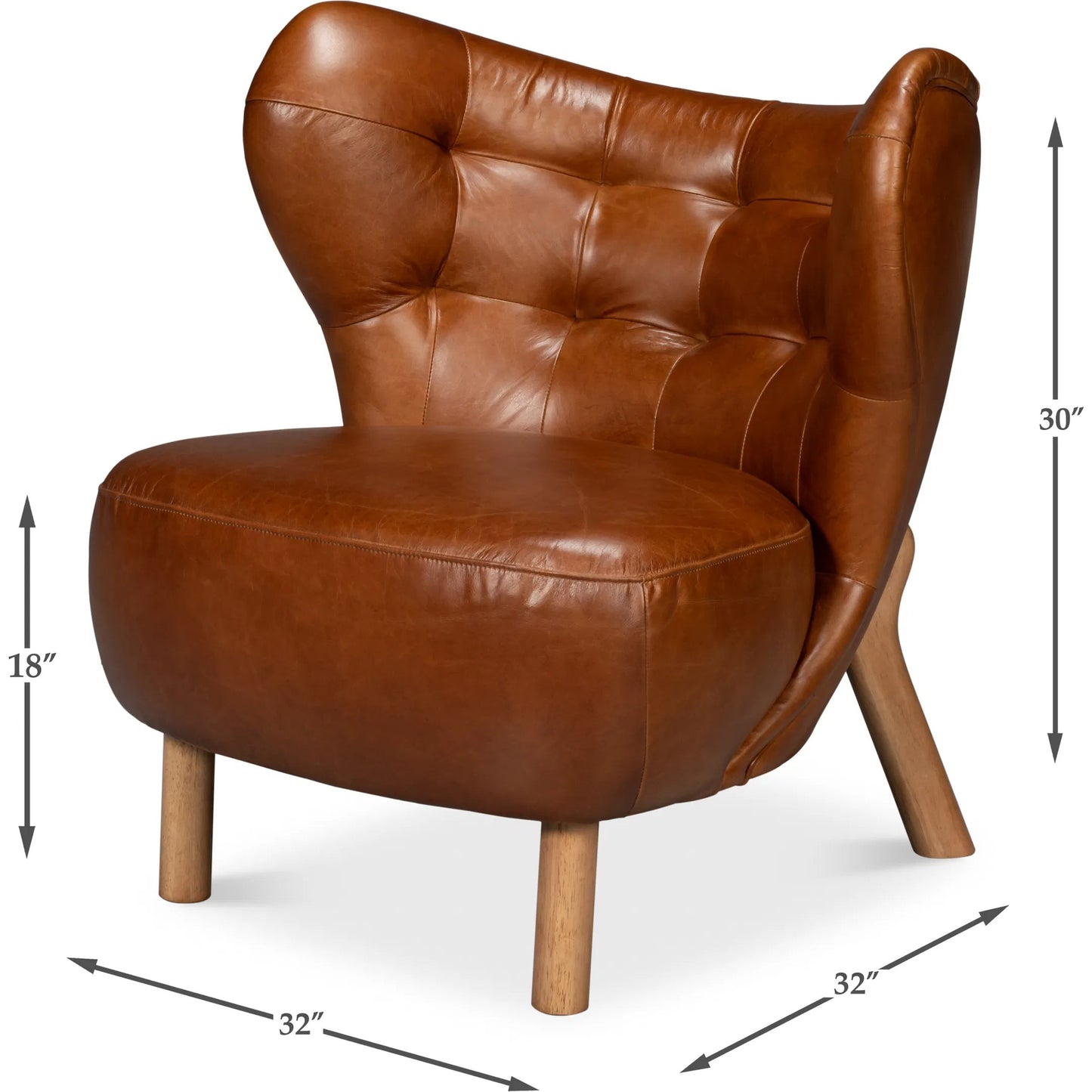 002 SI-2238625 | Additional Silo | Diddy Leather Chair by Sarreid Ltd. in havana brown. Made from leather in a traditional style.