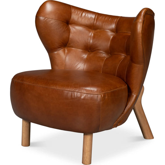 Diddy Leather Chair by Sarreid Ltd. in havana brown. Made from leather in a unique style.