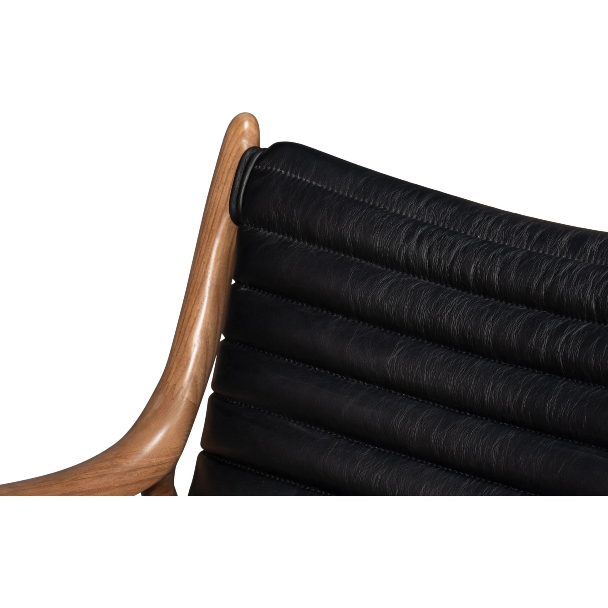 Singletary Leather Chair by Sarreid Ltd. in onyx black. Made from leather, wood in a traditional style.