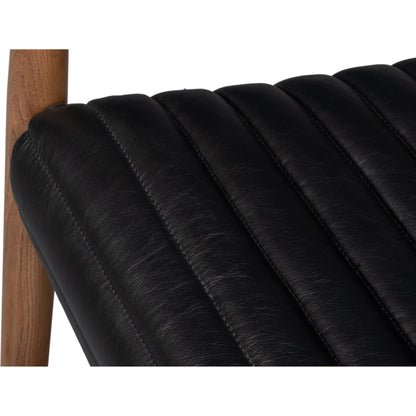 Singletary Leather Chair by Sarreid Ltd. in onyx black. Made from leather, wood in a traditional style.