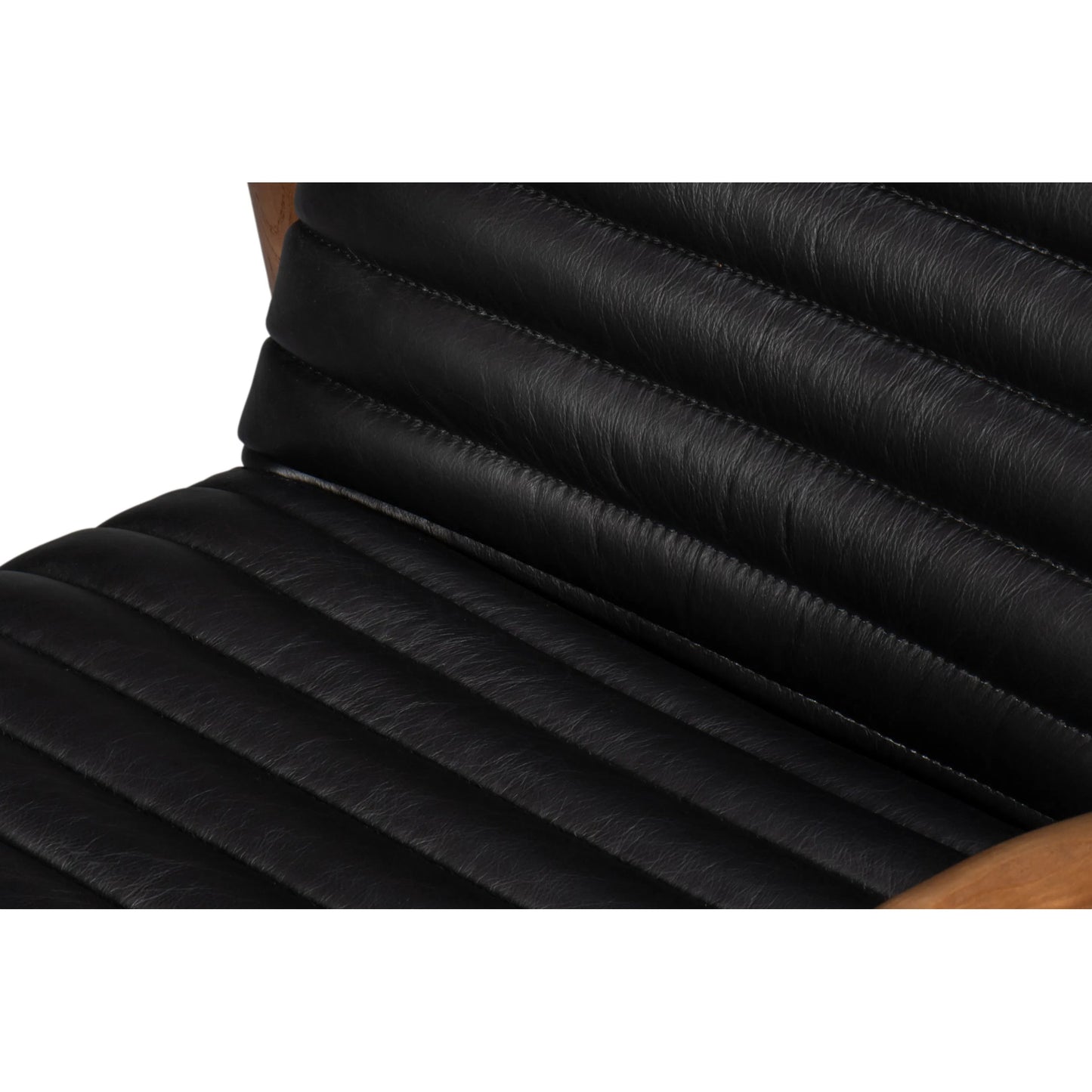 008 SI-2238627 | Closeup | Singletary Leather Chair by Sarreid Ltd. in onyx black. Made from leather, wood in a traditional style.