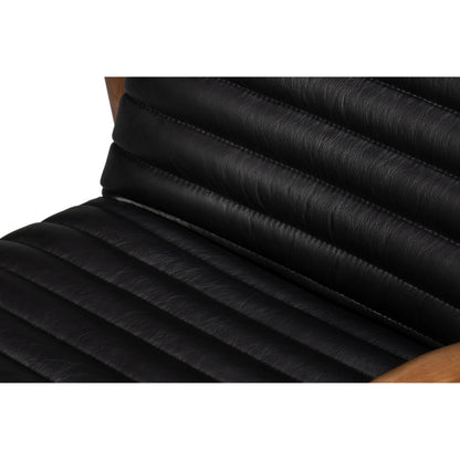 Singletary Leather Chair by Sarreid Ltd. in onyx black. Made from leather, wood in a traditional style.