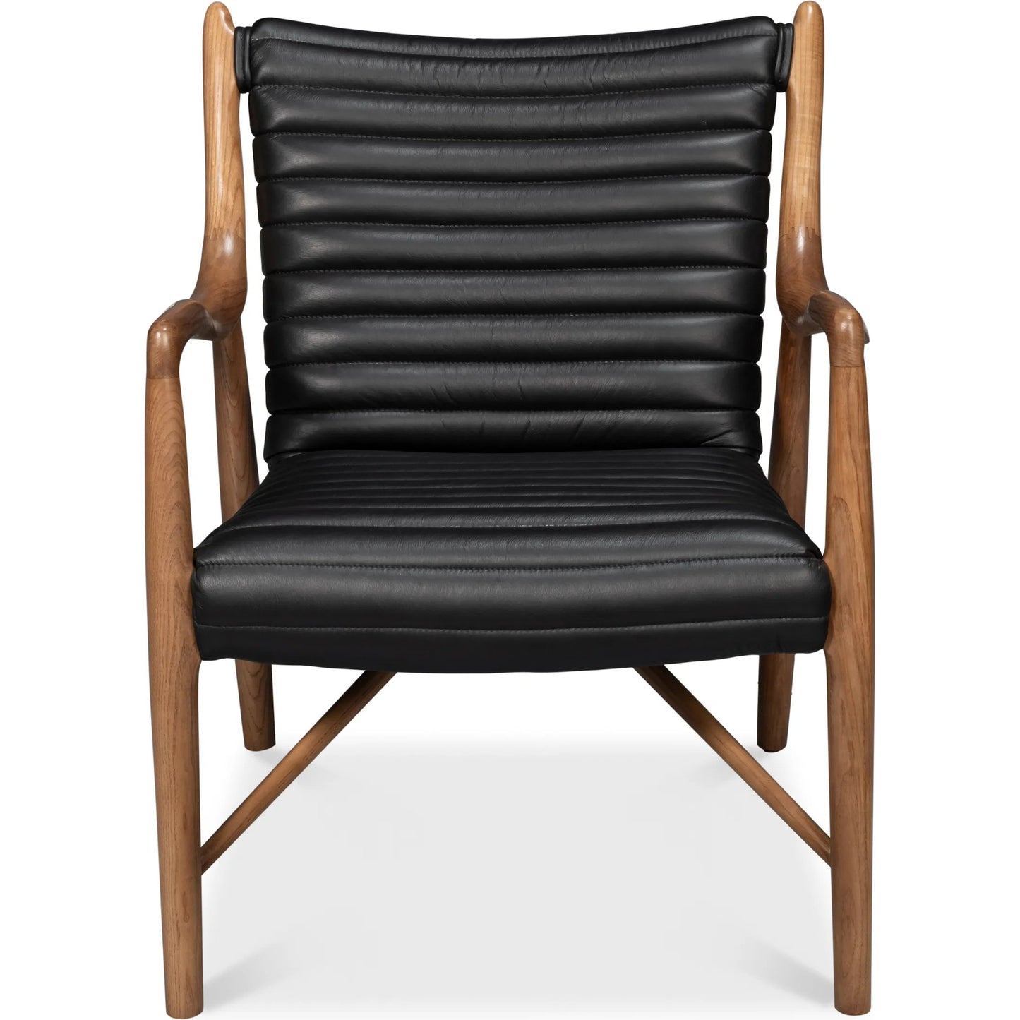 004 SI-2238627 | Additional Silo | Singletary Leather Chair by Sarreid Ltd. in onyx black. Made from leather, wood in a traditional style.