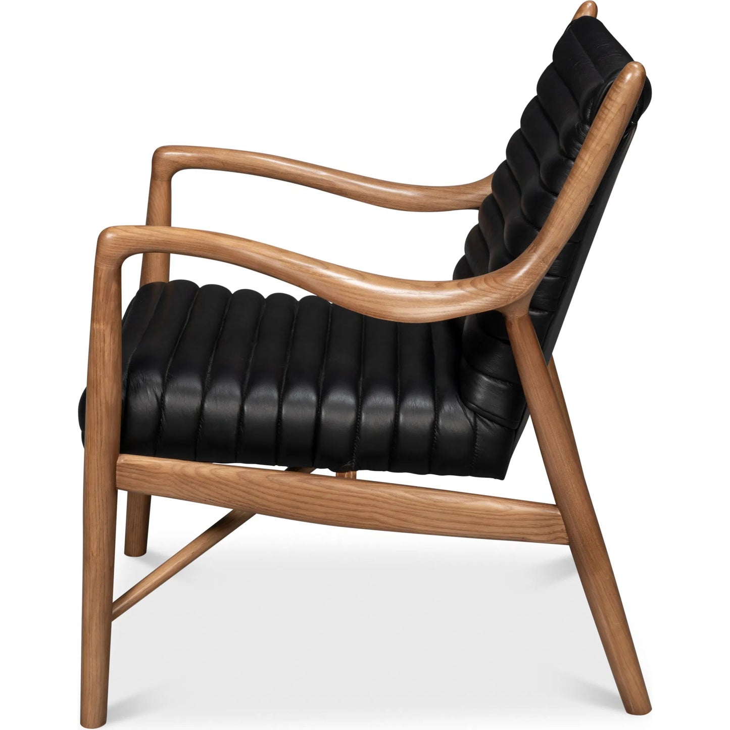 003 SI-2238627 | Additional Silo | Singletary Leather Chair by Sarreid Ltd. in onyx black. Made from leather, wood in a traditional style.