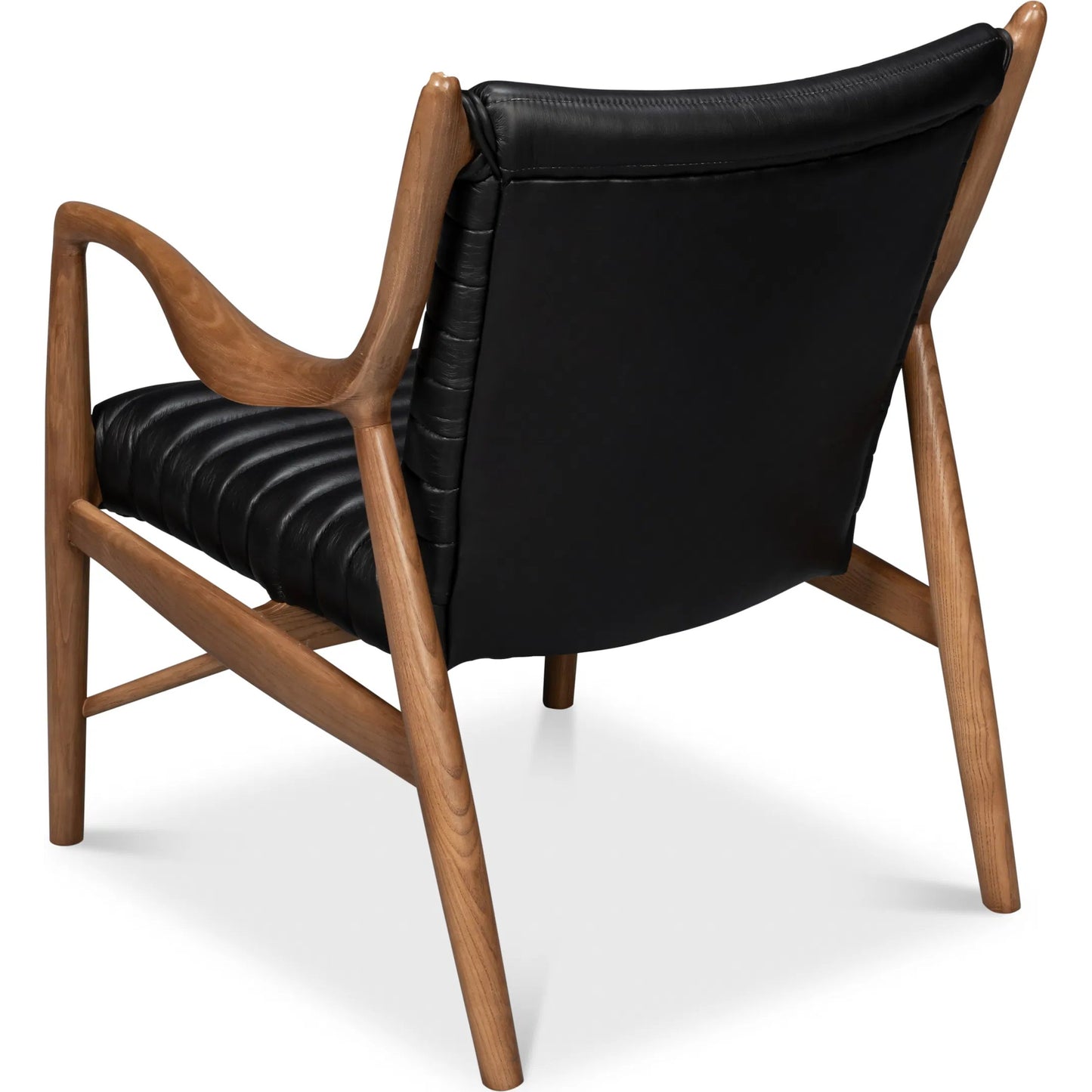 005 SI-2238627 | Additional Silo | Singletary Leather Chair by Sarreid Ltd. in onyx black. Made from leather, wood in a traditional style.