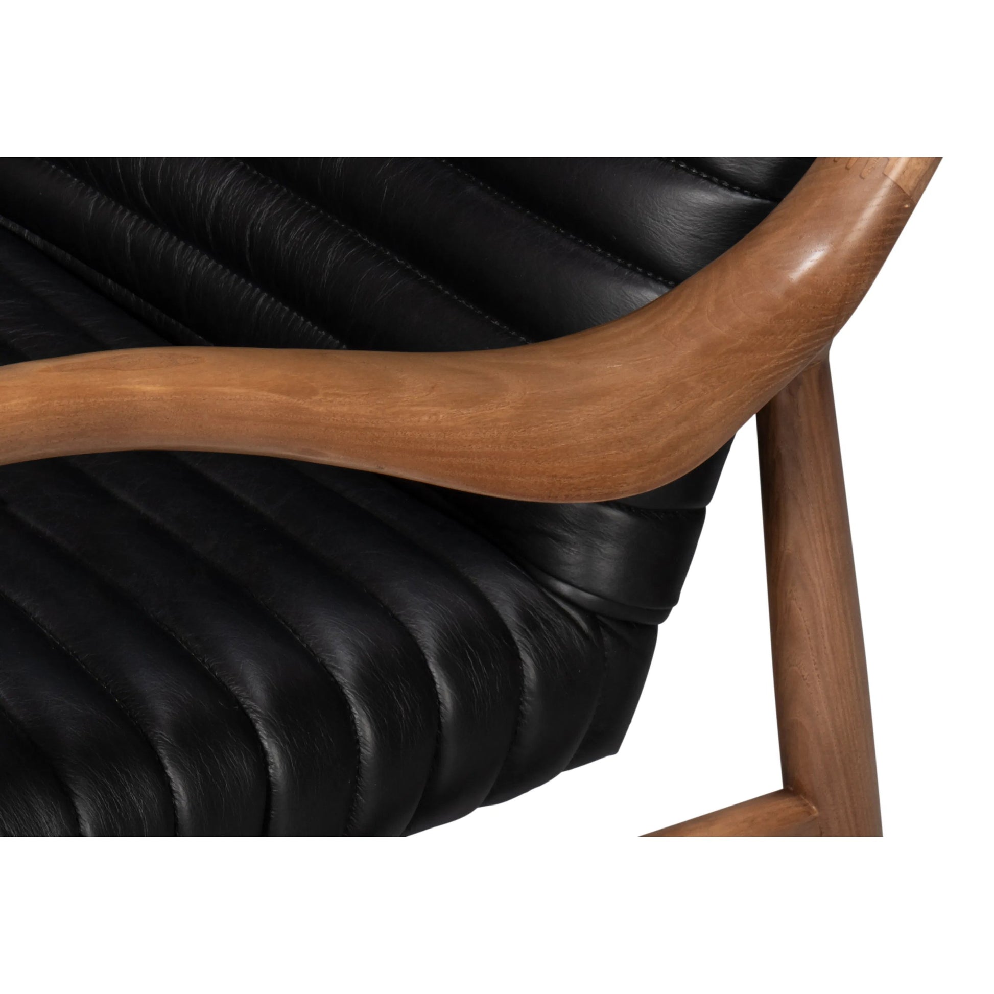 Singletary Leather Chair by Sarreid Ltd. in onyx black. Made from leather, wood in a traditional style.