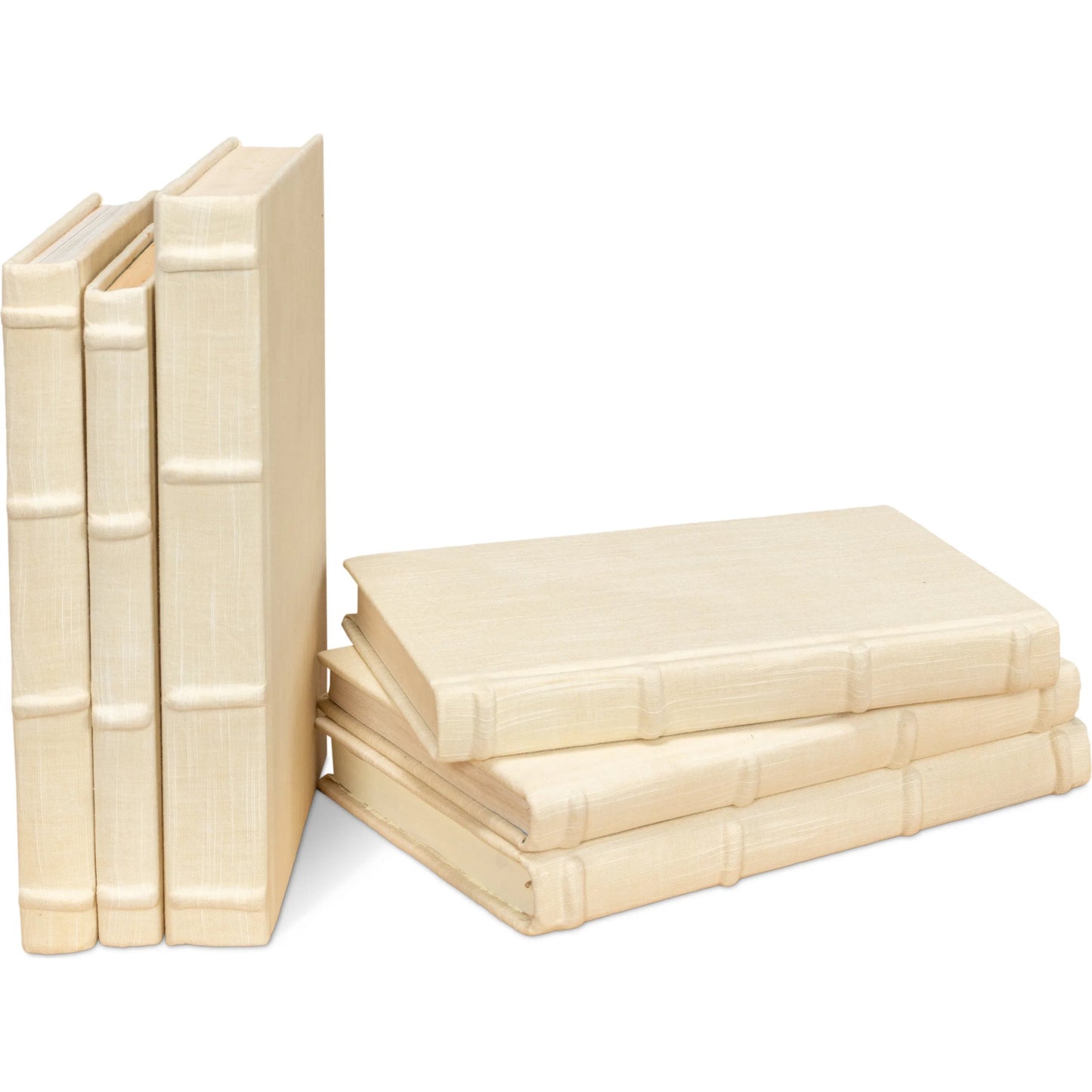 011 SI-2238628 | Additional Silo | Ecru Linen Books by Sarreid Ltd. in ivory. Made from linen in a unique style.
