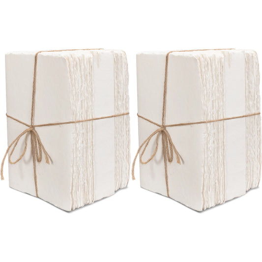 Ledger White by Sarreid Ltd. in ivory. Made from paper natural in a unique style.